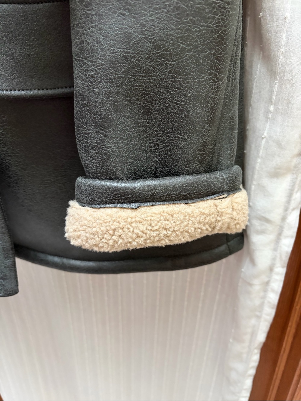 ZARA Oversized fit Faux Shearling Lined Double Breasted Faux Suede Jacket Coat - Picture 9 of 16